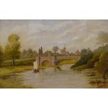 Three early 20th Century oil paintings - Windsor Castle, and two other river scenes, 29.5cm x