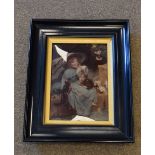 Two chrystoleums, one depicting a young girl with puppy and dog, 24cm x 16.5cm, in an ebonised