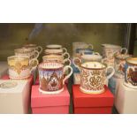 Large group of Royal Commemorative bone china cups and plates, to include Aynsley Queen's 60th