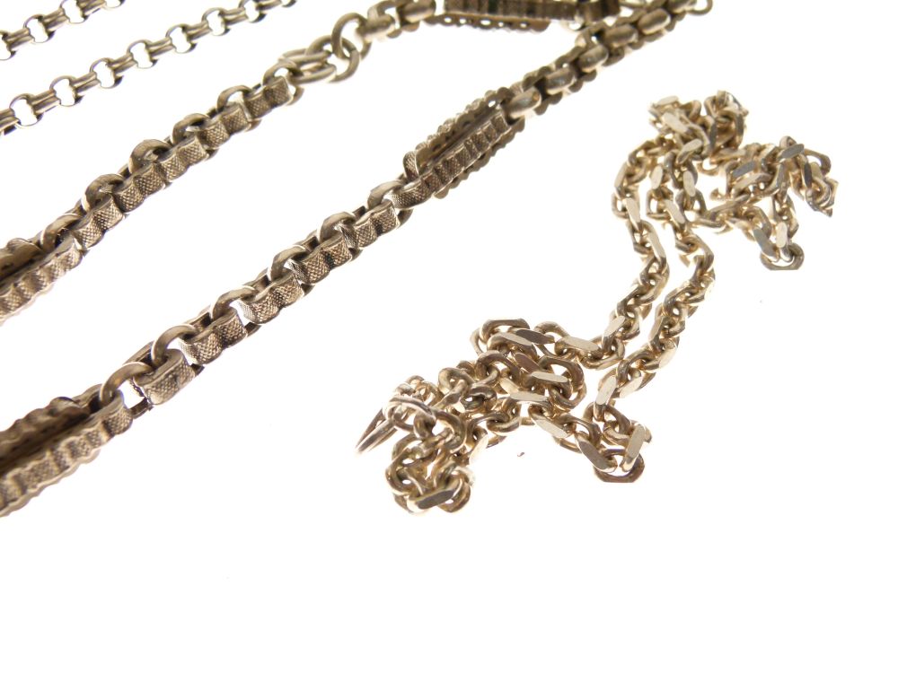 Assorted white metal jewellery to include fancy box belcher link chain, locket, filigree work etc - Image 3 of 5