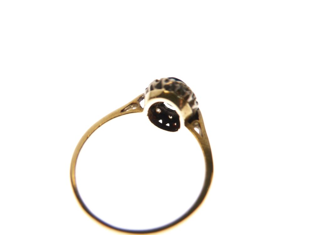 Yellow metal dress ring set central faceted oval stone within border of white stones, shank - Image 3 of 4