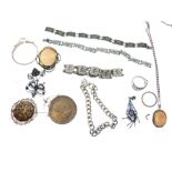 Assorted jewellery to include; Two South East Asian enamel panel bracelets, cameo brooches, etc