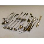 Assortment of silver flatware to include; Georgian Old English pattern tablespoon, London 1804,