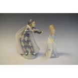 Lladro porcelain figurine of a violin player, together with girl in nightwear