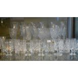 Group of cut crystal and other assorted glass ware to include wine glasses, champagne flutes,