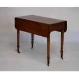 19th Century mahogany Pembroke table raised on turned supports, 82cm long