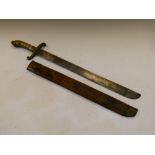 19th Century bandsman's brass gripped short sword stamped P.D.L to the top of the blade, with 104.