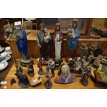 Large selection of religious souvenirs and artefacts to include; a Corpus Christi, nativity figures,