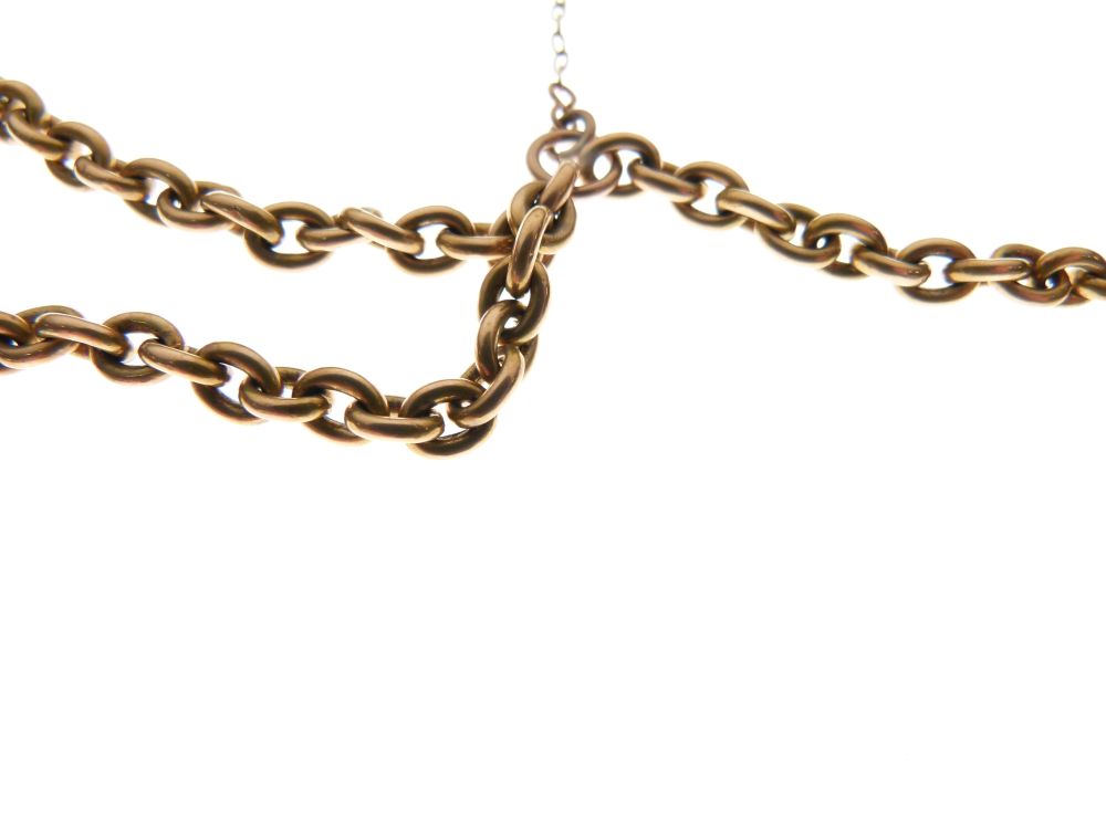 Unmarked yellow metal belcher-link necklace with kidney-shaped locket and 9ct gold padlock, 17.4g - Image 2 of 4