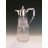 George V silver-mounted cut glass claret jug, London 1912, 27.55cm high