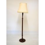 Reproduction mahogany standard lamp with shade, 182cm high