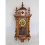 Early 20th Century walnut-cased spring-driven Vienna wall clock, with 5-inch Roman dial, two-train