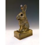 Unusual early to mid 20th Century gilt metal novelty table light modelled as a seated rabbit,