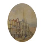 19th Century English School - Watercolour - Spire of Christchurch with St Ewans, off Corn Street