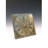 18th Century brass 30-hour clock dial (only), the chapter ring signed Will'm Griffiths, with