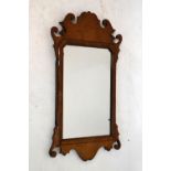 19th Century mahogany framed fretwork mirror, overall dimensions 70cm x 39cm