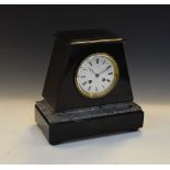Late 19th Century French black slate mantel clock, with 3.75-inch white Roman dial, the movement