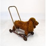 Vintage 20th Century children's push-along dog, approx 54cm long