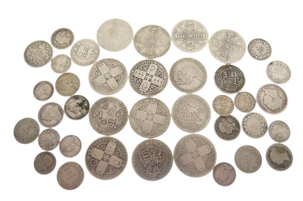 Coins - Group of Victorian coinage comprising: fourteen Florins, twelve 6d coins, and a few