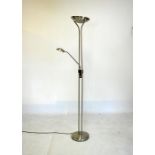 Contemporary brushed stainless finish uplighter/reading light