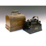 Edison 'Gem' Phonograph, serial number GL36545, 19.5cm wide, in arch case with carry handle (base