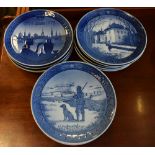 Fourteen Royal Copenhagen calendar plates