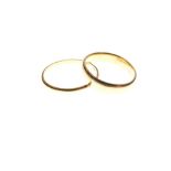 Two 22ct gold wedding bands, sizes N and P, 7.2g approx