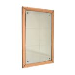 WITHDRAWN - Art Deco rectangular peach and bevelled glass mirror, 92cm x 62cm