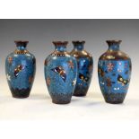 Two pairs of cloisonné decorated vases approximately 9.5cm high