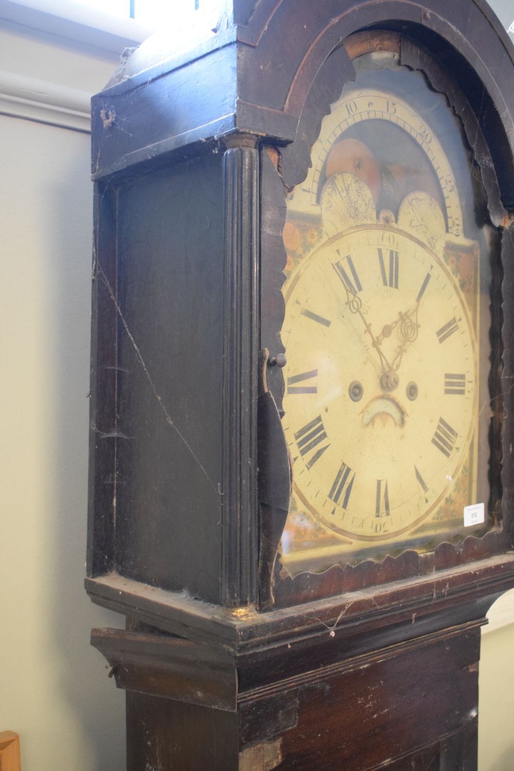 19th Century mahogany longcase clock having painted arched dial with moon phase, subsidiary - Image 3 of 7