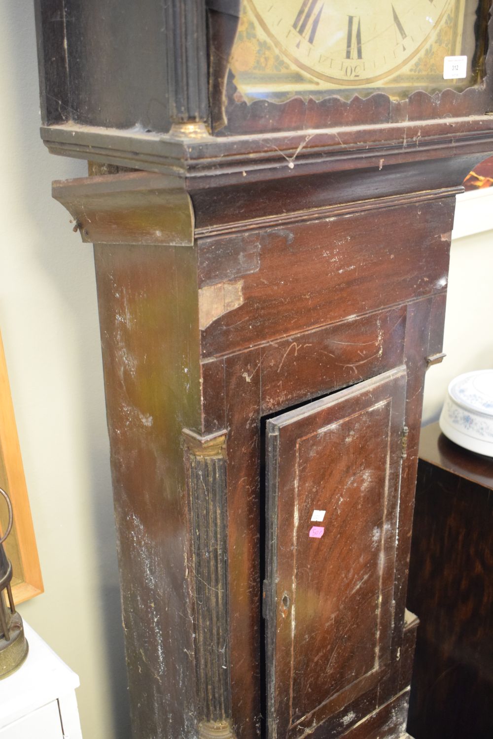 19th Century mahogany longcase clock having painted arched dial with moon phase, subsidiary - Image 4 of 7