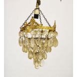 Mid 20th Century basket lustre drop light fitting, approximately 25cm high