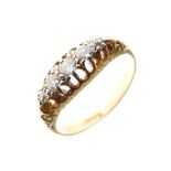 Graduated five stone diamond ring, the shank indistinctly marked, size P, 3.6g gross approx