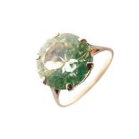 Dress ring set large brilliant cut pale green/blue stone, size N, 3.7g gross approx
