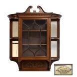 Edwards & Roberts - Good quality Edwardian inlaid mahogany wall cabinet with swan neck pediment over