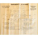 White Star Line Interest - M.V. Georgic (1931-1956), 'All Classes Emergency Stations Deck Plan,