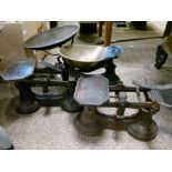 Collection of antique grocers scales