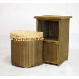 Lloyd Loom- style woven wicker cabinet and linen basket (2)