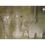 Quantity of cut crystal glass to include; vases, tumblers and wine glasses