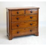 19th Century mahogany chest of two short over three long drawers, 102cm wide x 99cm high