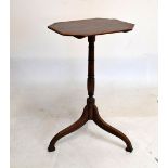 Early 19th Century mahogany and birds-eye maple tripod occasional table with canted oblong top on