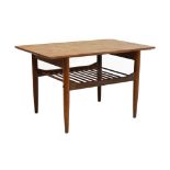 Modern Design - G-Plan style teak coffee table with slatted under shelf, 75cm x 48cm x 45cm high