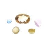 Five assorted loose gem stones, the largest 13mm x 10mm approx (5)