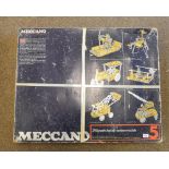 Boxed Meccano No.5 set with clockwork reversing motor and key, Patent No.21117 (contents unchecked)