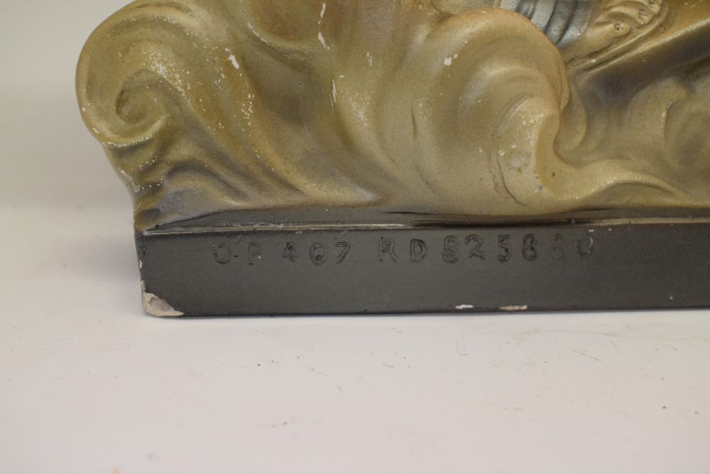 Art Deco-style composition figure of a lady surfing, impressed to base RD 623880m 38cm high - Image 4 of 5