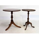 Bevan Funnell Reprodux walnut tripod occasional table with piecrust top, 40cm diameter x 53cm