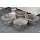 Two pairs of reconstituted garden planters, each 45cm diameter (4)