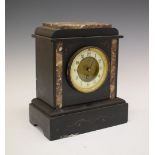 Late 19th/early 20th Century French black slate and variegated marble mantel clock, 27cm high