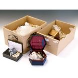 Large selection of assorted costume and dress jewellery to include a vanity case, simulated pearl