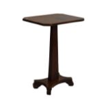 Mid 19th Century mahogany tripod occasional table, the canted oblong top on broadening pedestal